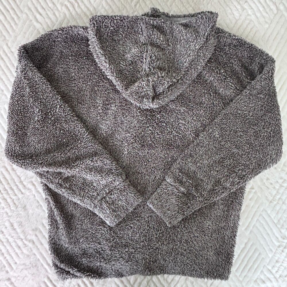 prAna Women's M Polar Escape Half Zip Sherpa Fleece Hoodie Gray Pullover Cozy - Picture 2 of 8